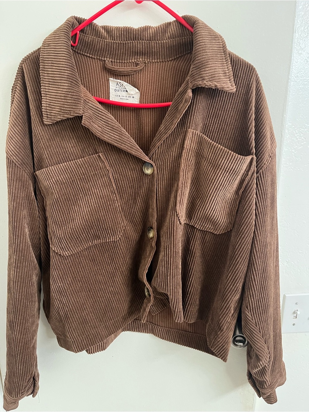 Brown Corduroy Button-Front Jacket